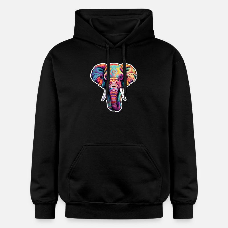 Éléphant psychédélique - Sweat à capuche Softstyle® Gildan Unisexe - noir