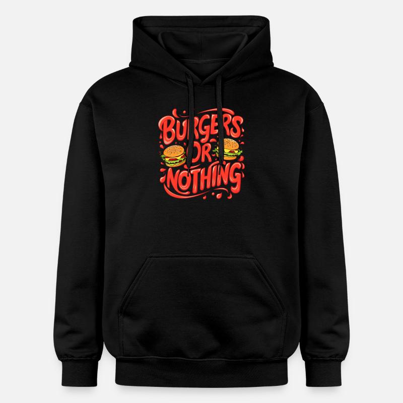 Burger oder nichts! - Gildan Unisex Softstyle® Midweight Hoodie - Schwarz