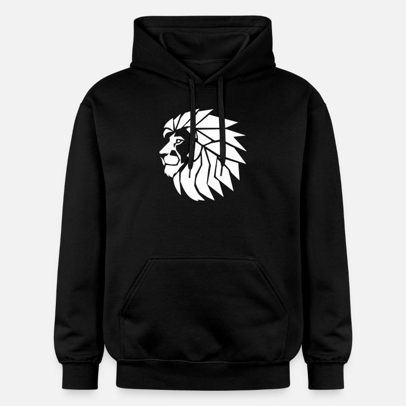 Silhouette de lion majestueux - Sweat à capuche Softstyle® Gildan Unisexe - noir