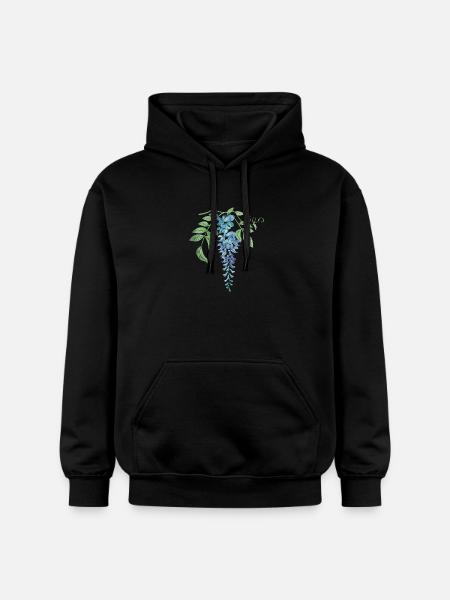 Wild Blue Wisteria Illustration - Gildan Unisex Softstyle® Midweight Hoodie - black