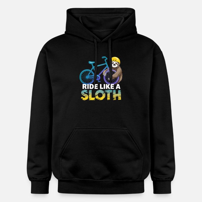 Faultier Biker mit Helm - Gildan Unisex Softstyle® Midweight Hoodie - Schwarz