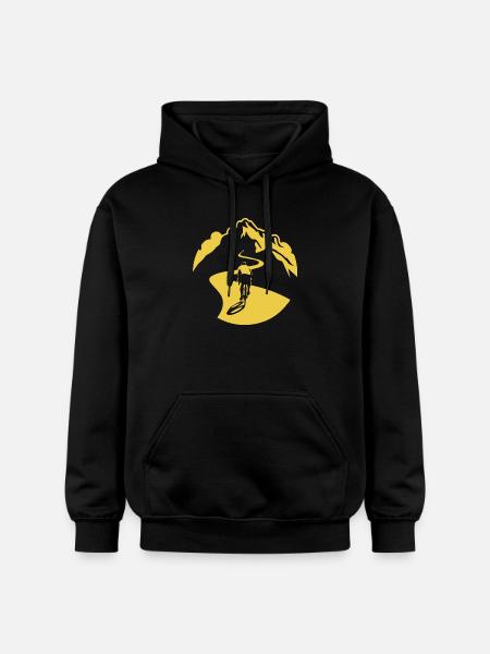 Cyclist on Mountain Road - Gildan Unisex Softstyle® Midweight Hoodie - black
