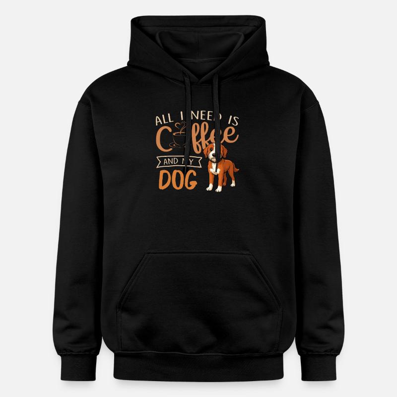 Café, chien et moi - Sweat à capuche Softstyle® Gildan Unisexe - noir