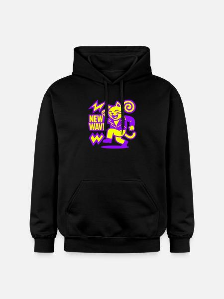 New Wave Cat - Gildan Unisex Softstyle® Midweight Hoodie - Schwarz
