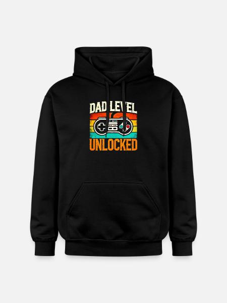 Dad Level Unlocked Retro Controller, Fathers - Gildan Unisex Softstyle® Midweight Hoodie - black