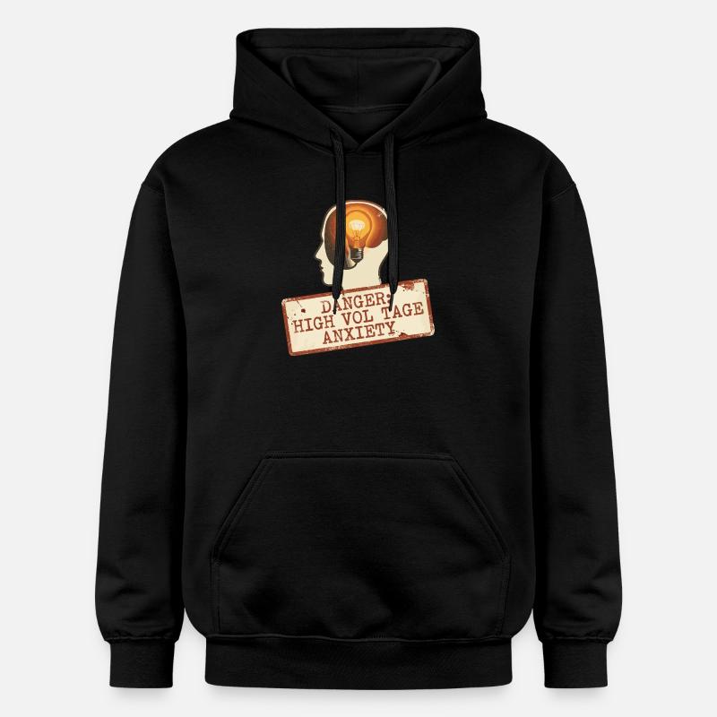 Panneau d’alerte d’anxiété à haute tension - Sweat à capuche Softstyle® Gildan Unisexe - noir