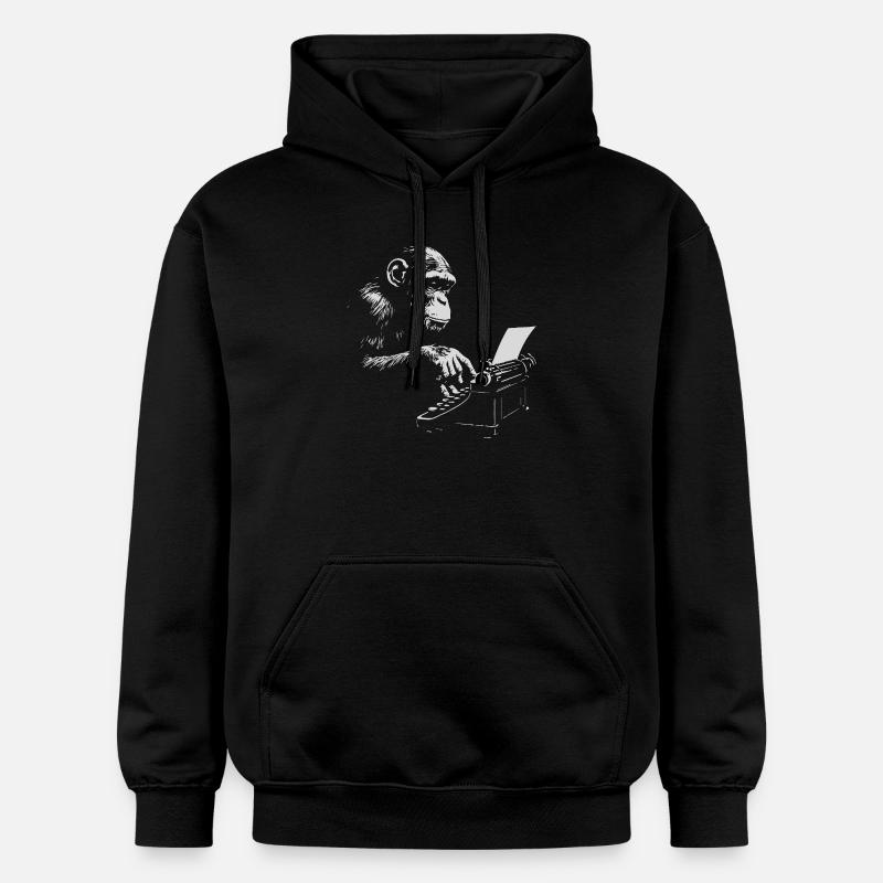 Chimp Typist Imprimé rétro - Sweat à capuche Softstyle® Gildan Unisexe - noir