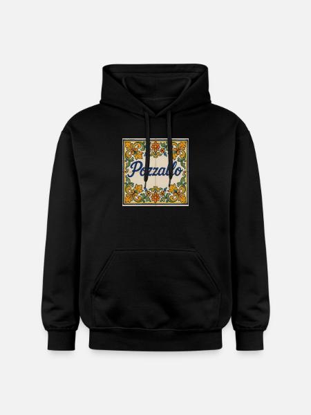 Pozzallo Fliesenmuster mit Blumenranken - Gildan Unisex Softstyle® Midweight Hoodie - Schwarz