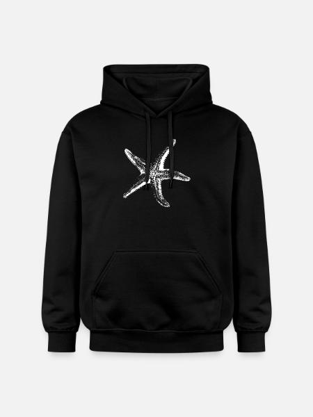 White Starfish Silhouette on Black - Gildan Unisex Softstyle® Midweight Hoodie - black