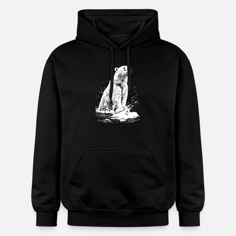 Ours blanc - Sweat à capuche Softstyle® Gildan Unisexe - noir