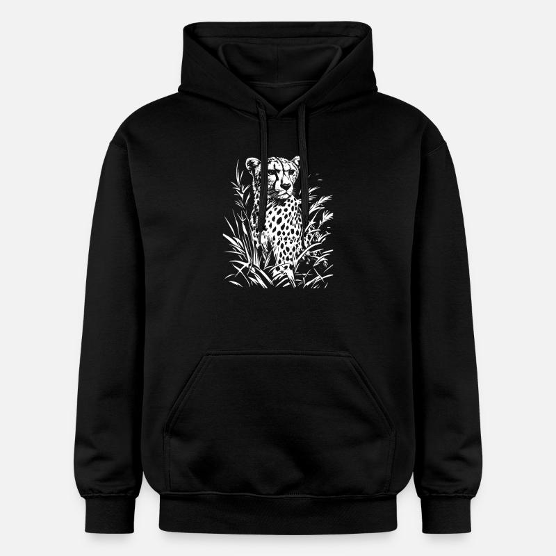 Graphique floral guépard - Sweat à capuche Softstyle® Gildan Unisexe - noir