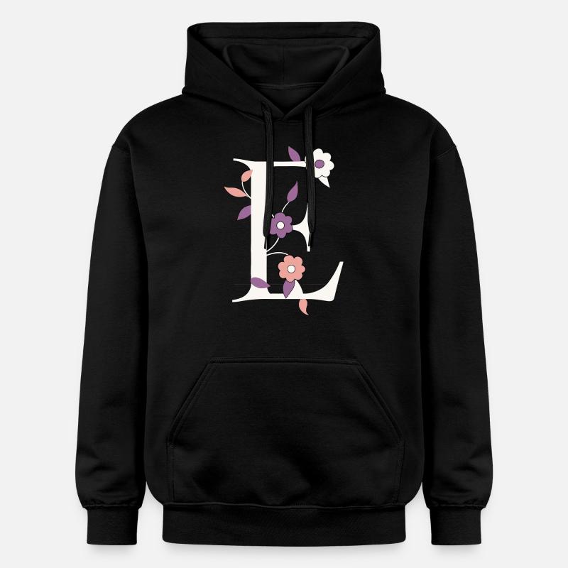 Lettre E Monogramme Rétro - Sweat à capuche Softstyle® Gildan Unisexe - noir