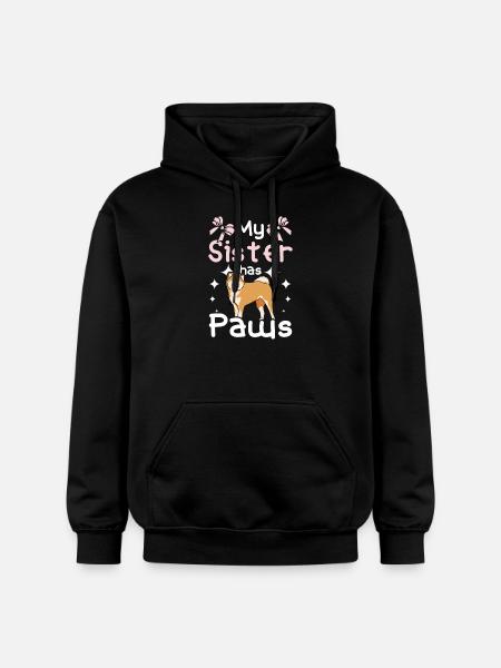 My Akita sister has paws - Gildan Unisex Softstyle® Midweight Hoodie - black