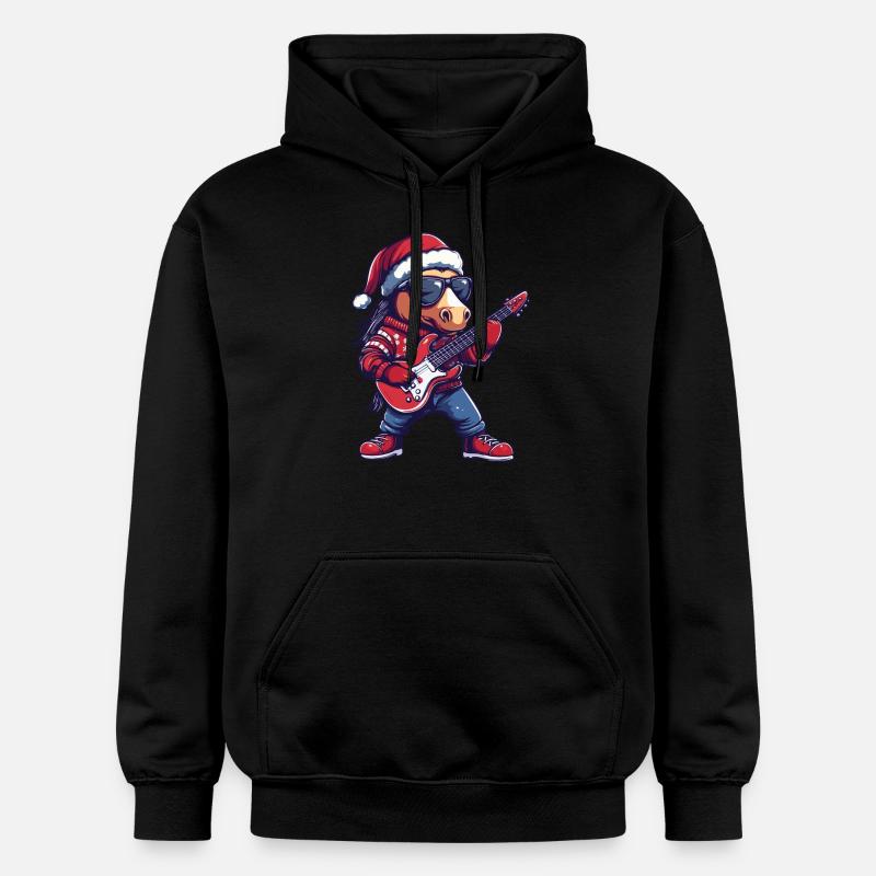 Cheval Noël Guitare Rocker - Sweat à capuche Softstyle® Gildan Unisexe - noir