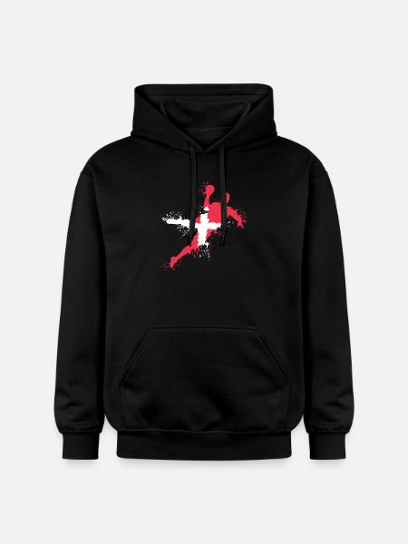 Handball Team Dänemark Handballer Symbol Wurf icon - Gildan Unisex Softstyle® Midweight Hoodie - Schwarz