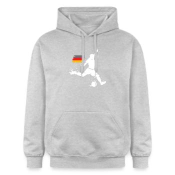 Fußball Deutschland Spieler Team Explosion EM 2024 - Gildan Unisex Softstyle® Midweight Hoodie - Hellgrau meliert - Vorne - Liana (172cm) & Jaron (178cm)