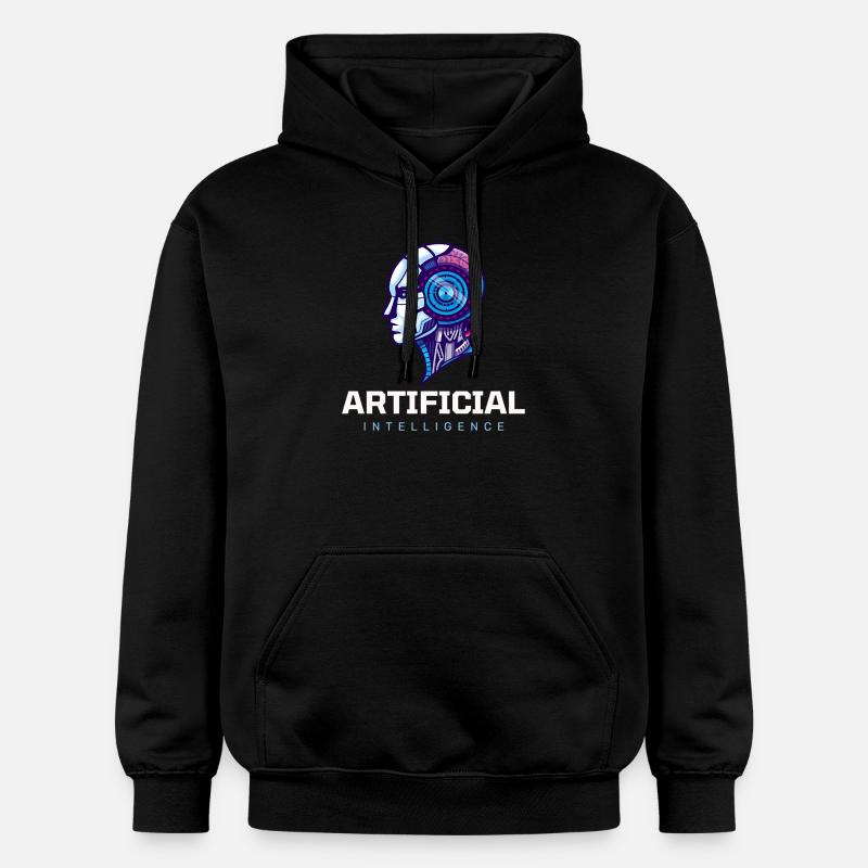 Neon AI Head Robot Vision - Sweat à capuche Softstyle® Gildan Unisexe - noir