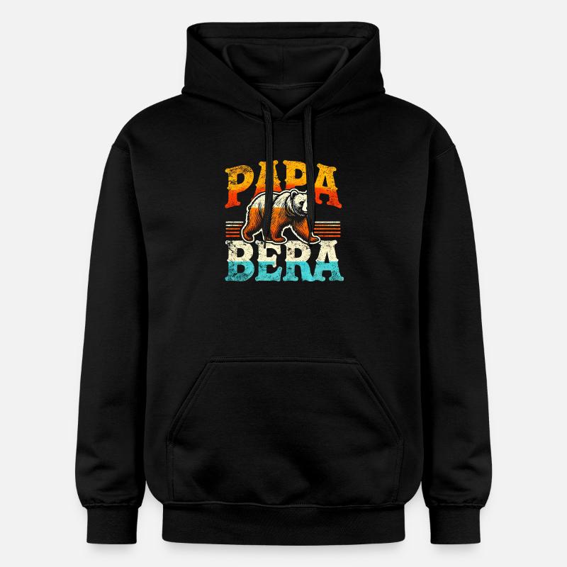 Papa Ours Style Rétro, Pères - Sweat à capuche Softstyle® Gildan Unisexe - noir