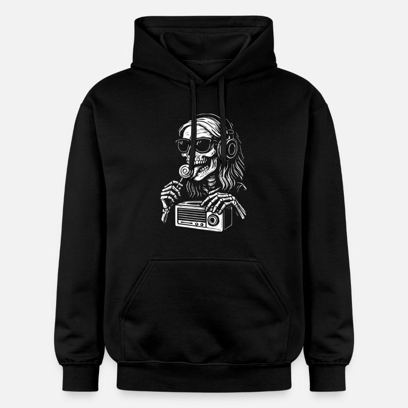 DJ squelette avec un casque - Sweat à capuche Softstyle® Gildan Unisexe - noir