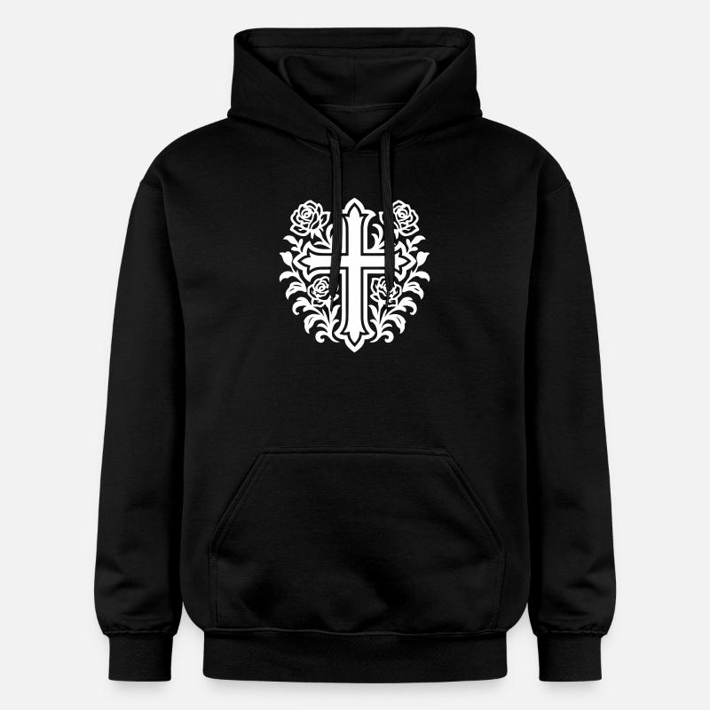 Roses à symbole de croix - Sweat à capuche Softstyle® Gildan Unisexe - noir