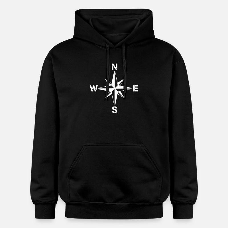 Navigation propre Compass Wind Rose - Sweat à capuche Softstyle® Gildan Unisexe - noir