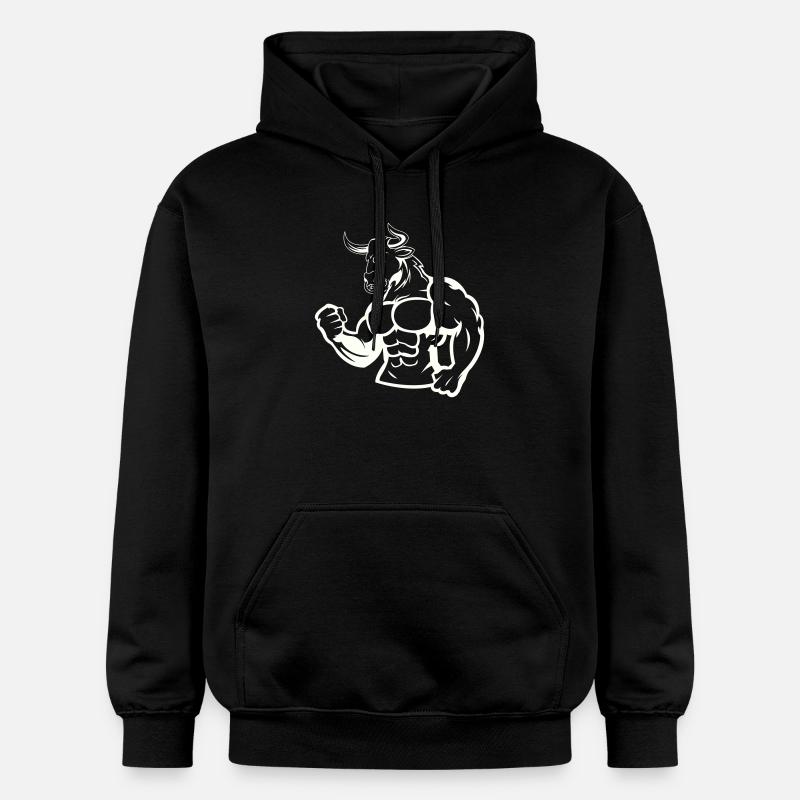 Taureau puissant, héros musclé - Sweat à capuche Softstyle® Gildan Unisexe - noir