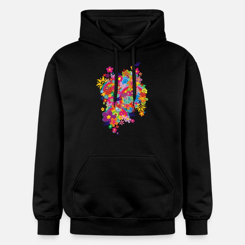 NEW FLOWER POWER RAINBOW - Sweat à capuche Softstyle® Gildan Unisexe - noir