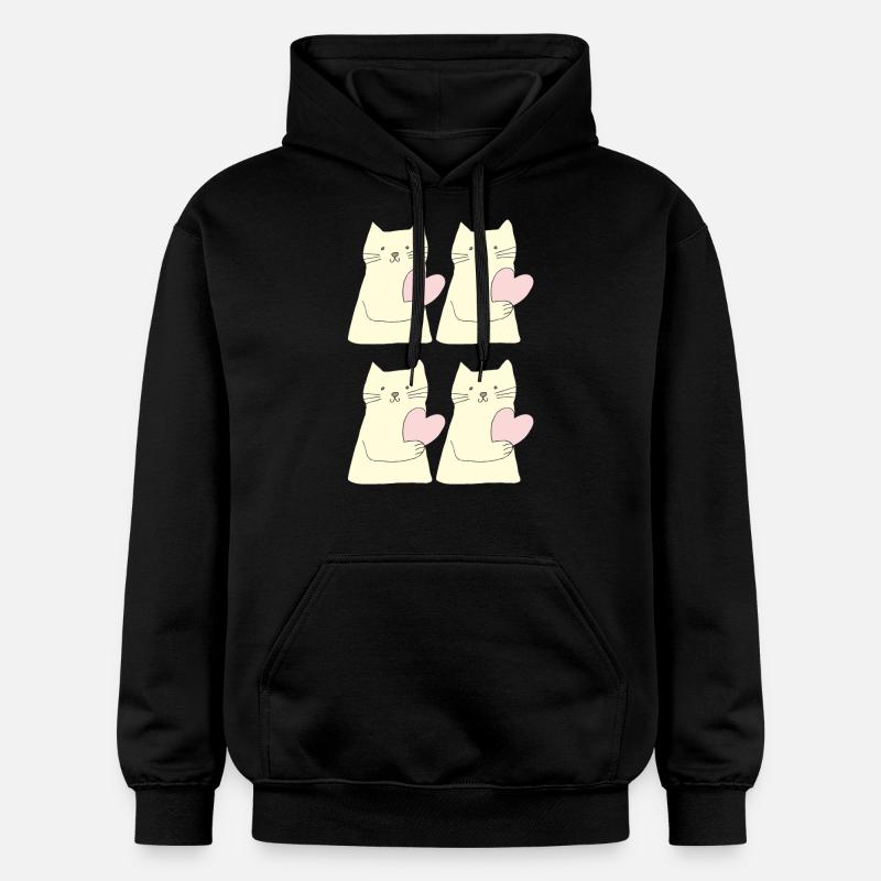 Chat 4 fois coeur - Sweat à capuche Softstyle® Gildan Unisexe - noir