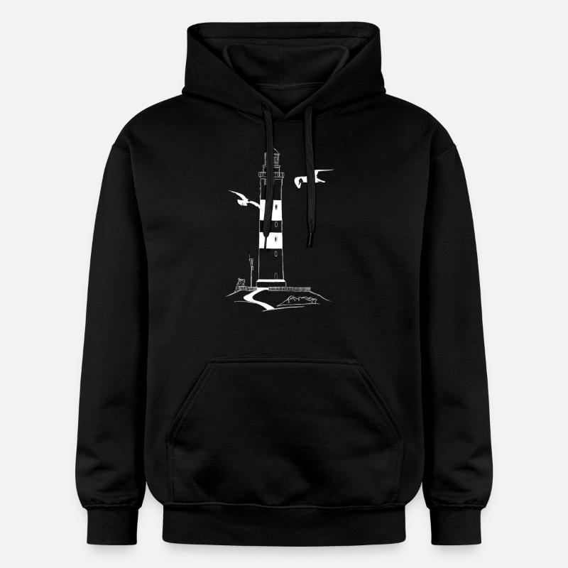Phare d’Amrum avec des mouettes - Sweat à capuche Softstyle® Gildan Unisexe - noir