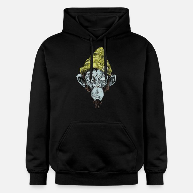 Singe avec le chapeau - Sweat à capuche Softstyle® Gildan Unisexe - noir