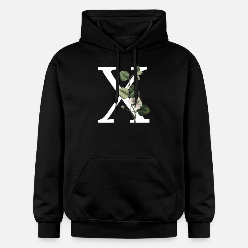 lettre x botanique vert - Sweat à capuche Softstyle® Gildan Unisexe - noir