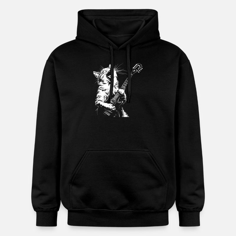 Chat Guitare Rock - Sweat à capuche Softstyle® Gildan Unisexe - noir