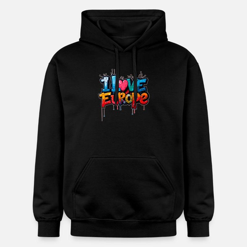J’aime l’Europe - Sweat à capuche Softstyle® Gildan Unisexe - noir