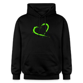 Heart Design Brush Green Light Green - Gildan Unisex Softstyle® Midweight Hoodie - black - Front - Marisol (170cm) & Nik (191cm)