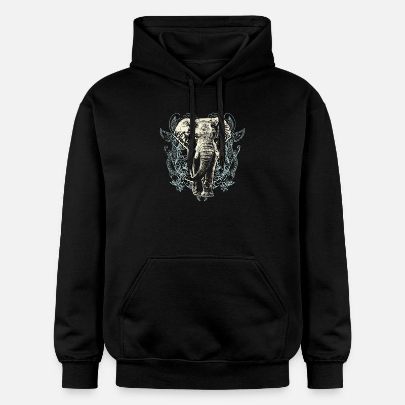 Fleurs en dentelle éléphant - Sweat à capuche Softstyle® Gildan Unisexe - noir