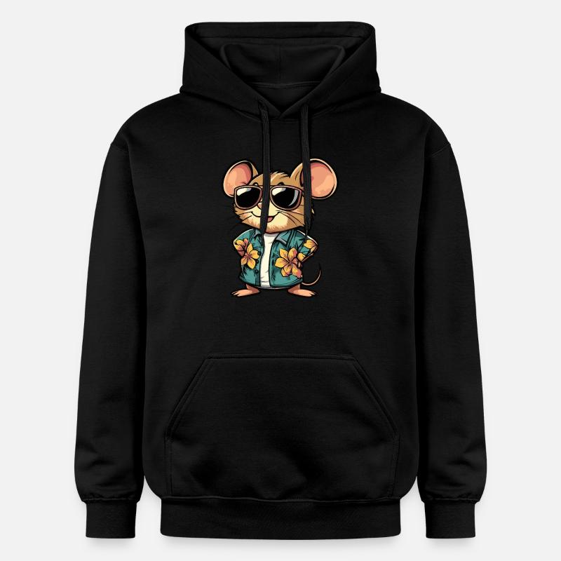 Souris Bande Dessinée Vacances - Sweat à capuche Softstyle® Gildan Unisexe - noir