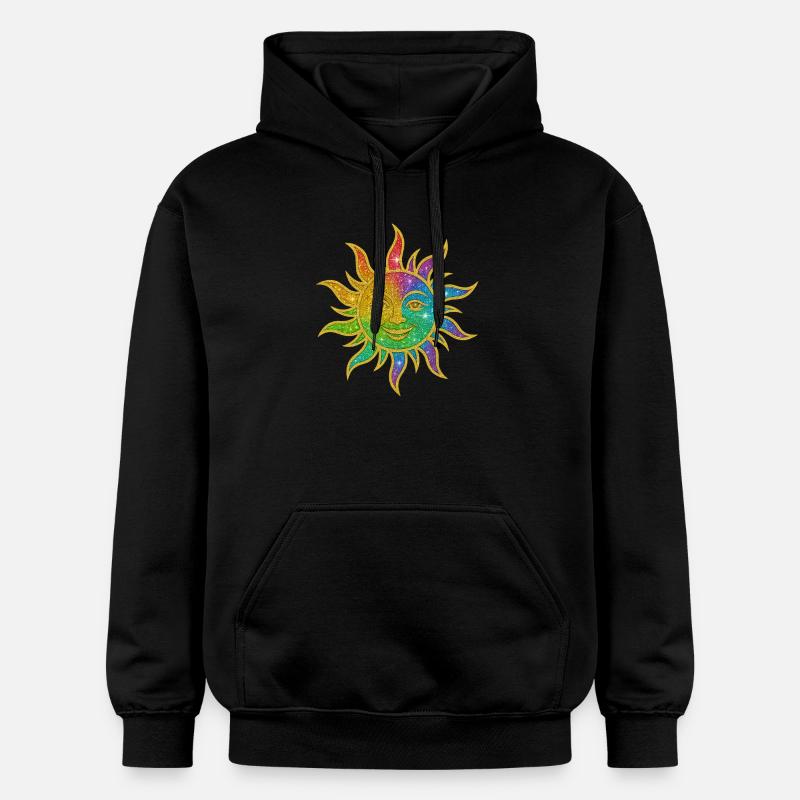 Arc-en-ciel Soleil Paillettes Étoile - Sweat à capuche Softstyle® Gildan Unisexe - noir