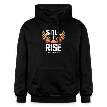 Still I Rise Isaiah 40 31 Flügel Sonne - Gildan Unisex Softstyle® Midweight Hoodie - Schwarz - Vorne - Marisol (170cm) & Nik (191cm)