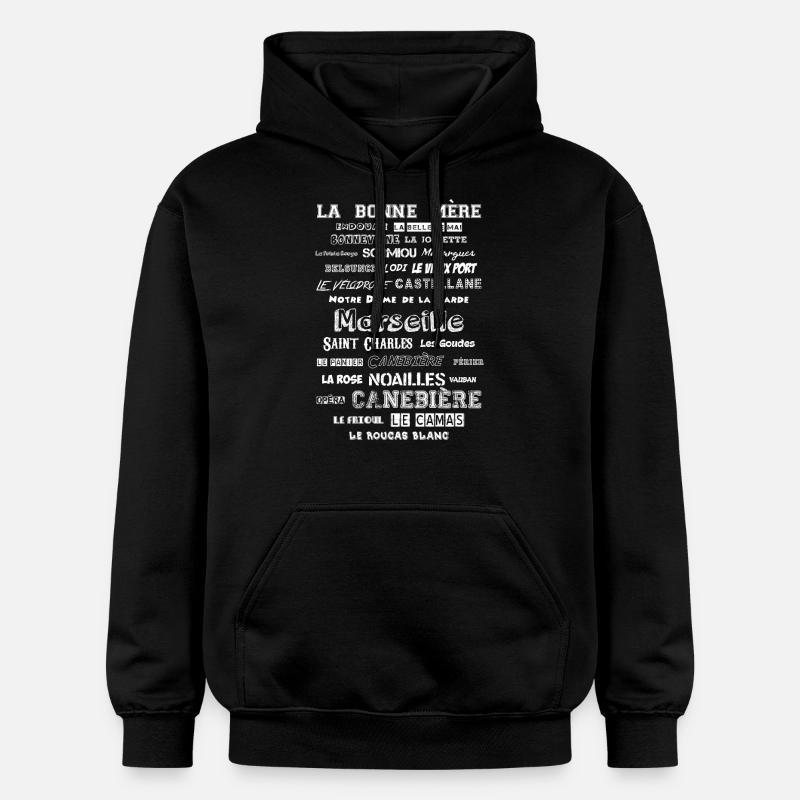 MARSEILLE QUARTIERS-Blanc - Sweat à capuche Softstyle® Gildan Unisexe - noir