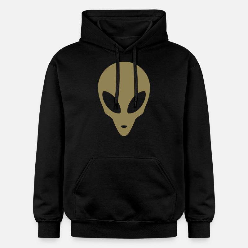 Silhouette eines Alienkopfes - Gildan Unisex Softstyle® Midweight Hoodie - Schwarz