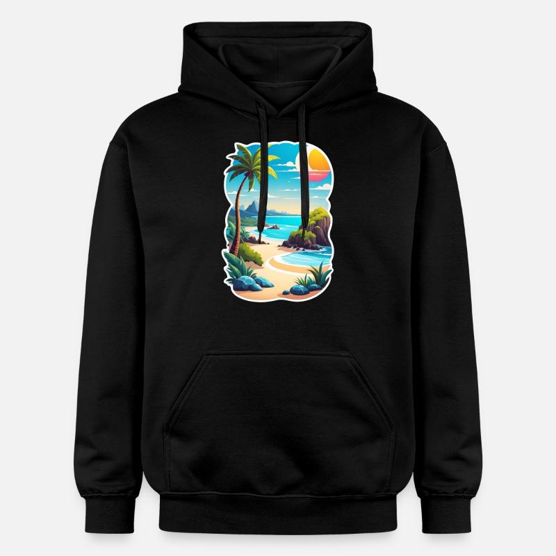 plage vacances soleil mer - Sweat à capuche Softstyle® Gildan Unisexe - noir