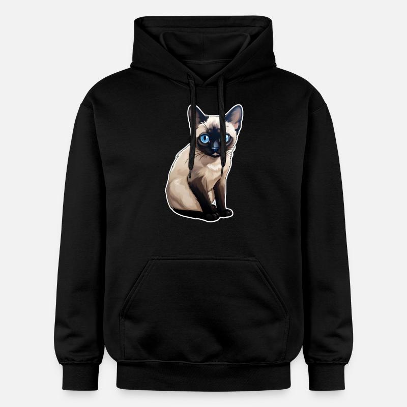 Siamese cat cute - Gildan Unisex Softstyle® Midweight Hoodie - black