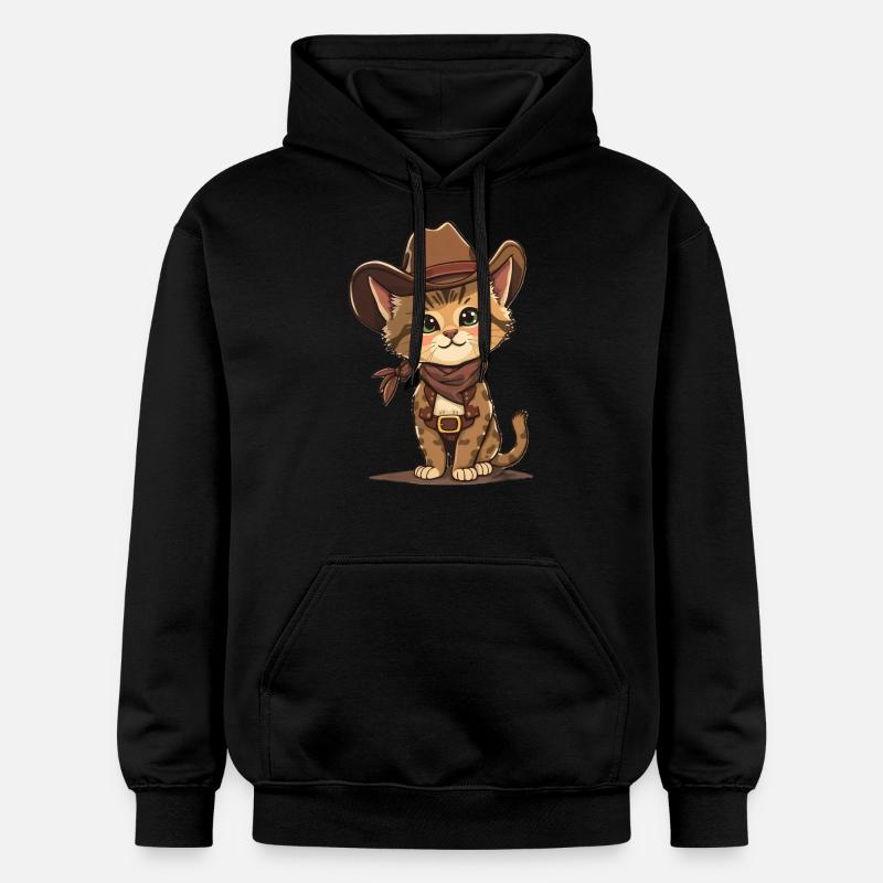 Chat cowboy mignon - Sweat à capuche Softstyle® Gildan Unisexe - noir