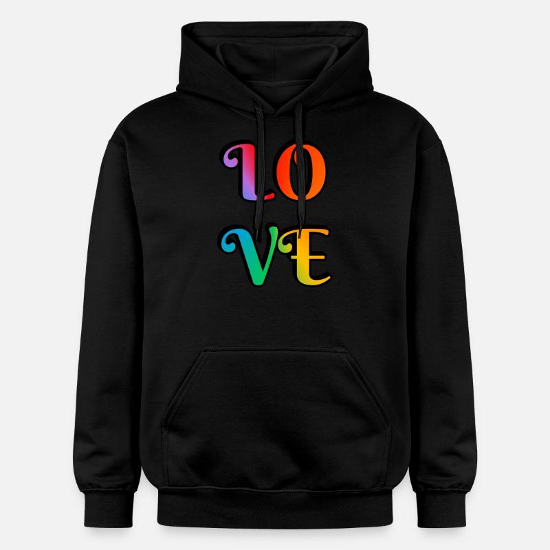 Amour arc-en-ciel rétro - Sweat à capuche Softstyle® Gildan Unisexe - noir