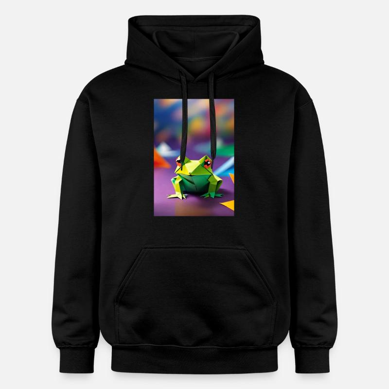 Grenouille en origami vert - Sweat à capuche Softstyle® Gildan Unisexe - noir