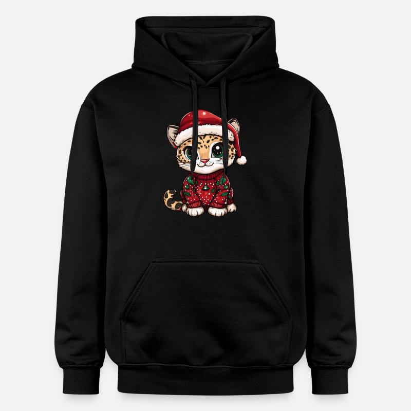 Bande dessinée de Noël léopard - Sweat à capuche Softstyle® Gildan Unisexe - noir