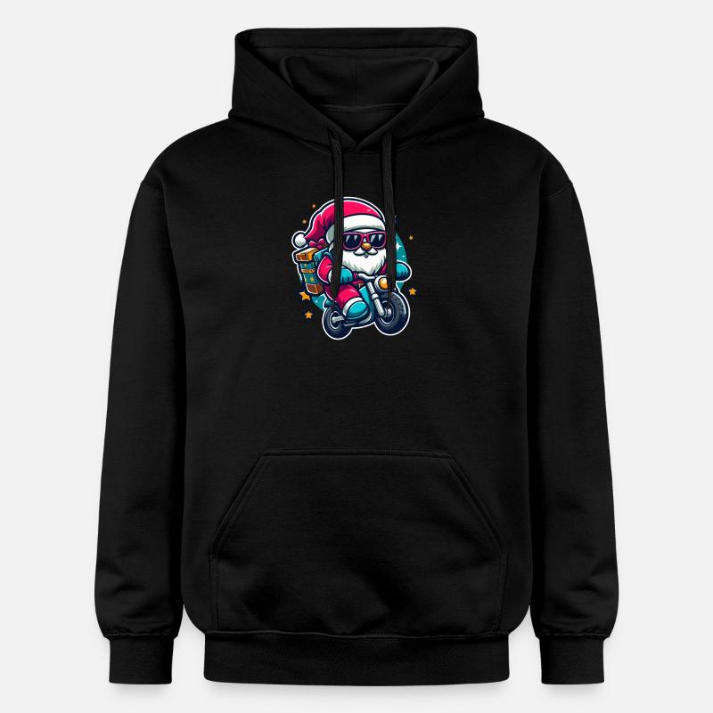 Père Noël à moto - Sweat à capuche Softstyle® Gildan Unisexe - noir