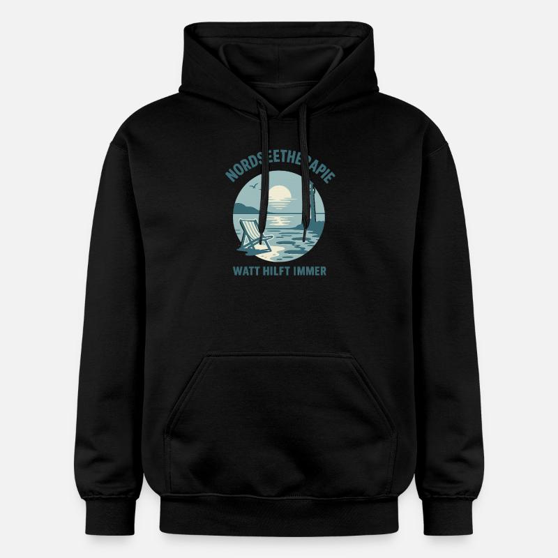 Nordseetherapie - Watt hilft immer - Gildan Unisex Softstyle® Midweight Hoodie - Schwarz