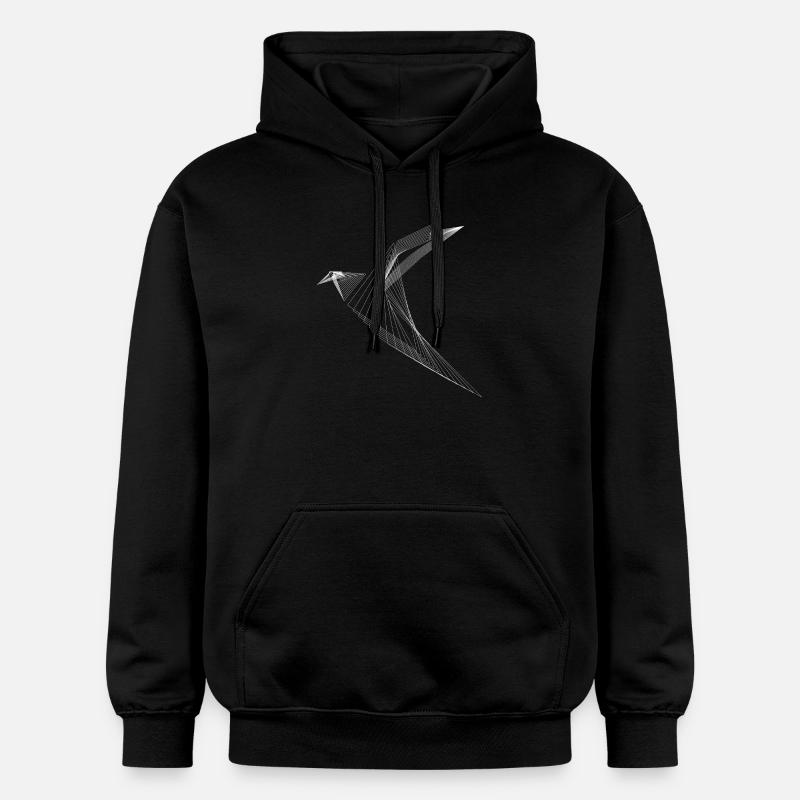 Lignes géométriques Oiseaux Minimal Design - Sweat à capuche Softstyle® Gildan Unisexe - noir