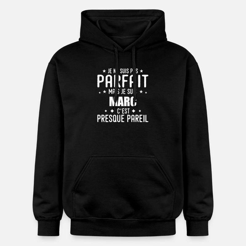 Marc : authentique, imparfait, top, perfection - Sweat à capuche Softstyle® Gildan Unisexe - noir